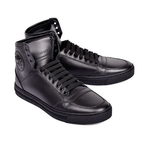 versace tennis shoes black|Versace high top sneakers.